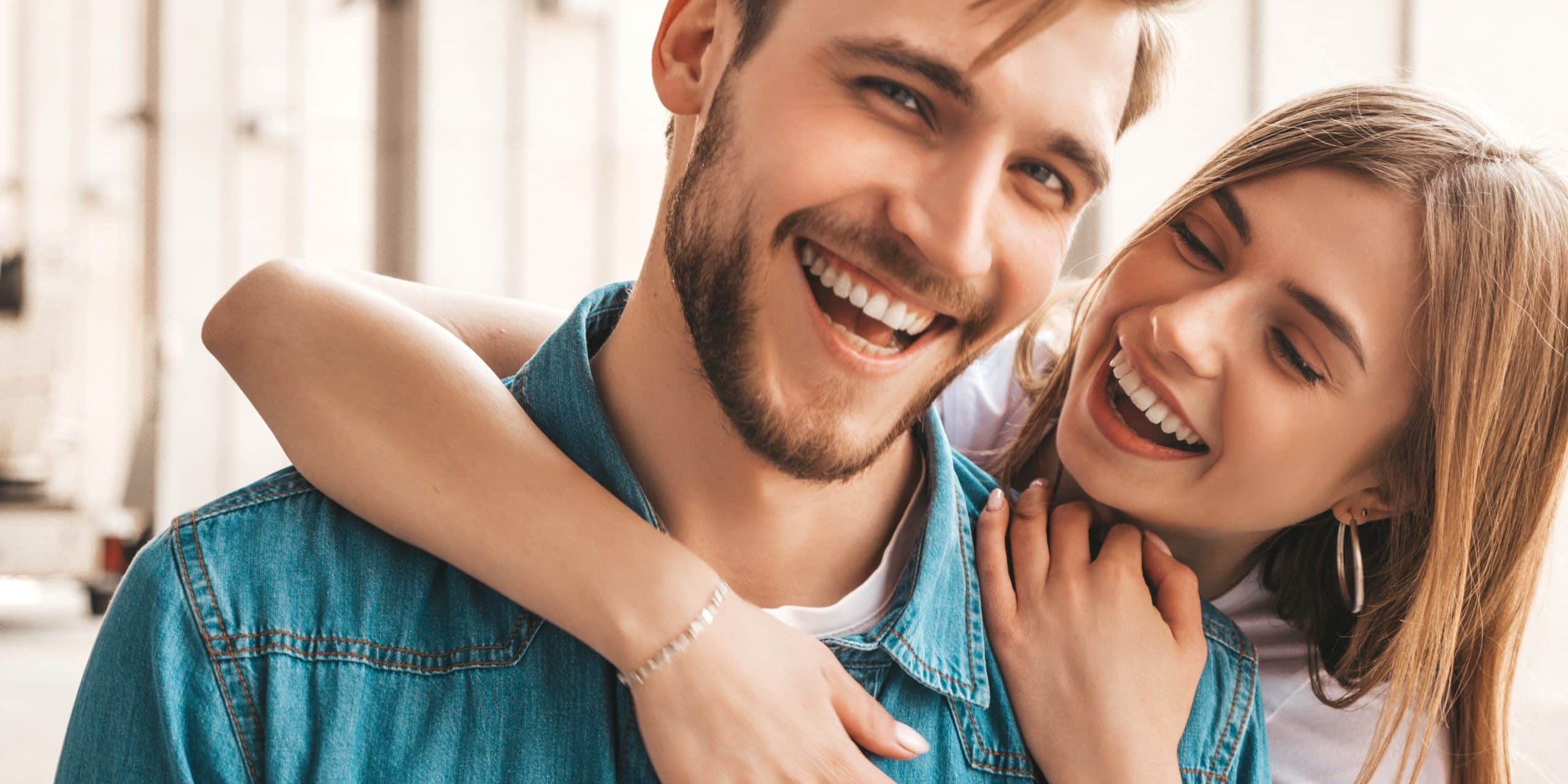 Portrait,Of,Smiling,Beautiful,Girl,And,Her,Handsome,Boyfriend.,Woman